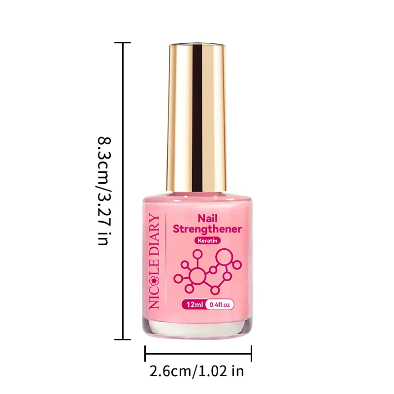 NICOLE DIARY 12ml Pink Nail Strengthener Natural Sheer for Enhanced Gloss Keratin Nail Polish for Manicure Care Air Dries - Image 5