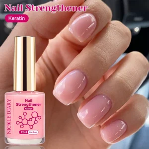 NICOLE DIARY 12ml Pink Nail Strengthener Natural Sheer for Enhanced Gloss Keratin Nail Polish for Manicure Care Air Dries
