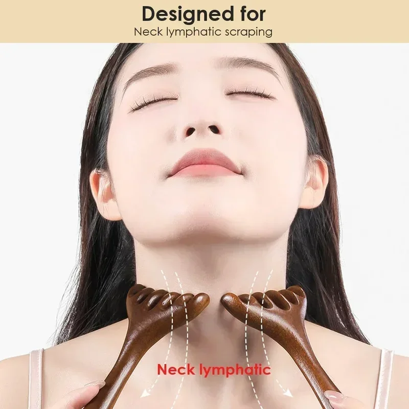 Natural Golden Sandalwood Five-Claw Scalp Massager Gua Sha Tool Back Scratcher Spa Handheld Meridian Massage Comb Hair Care - Image 4
