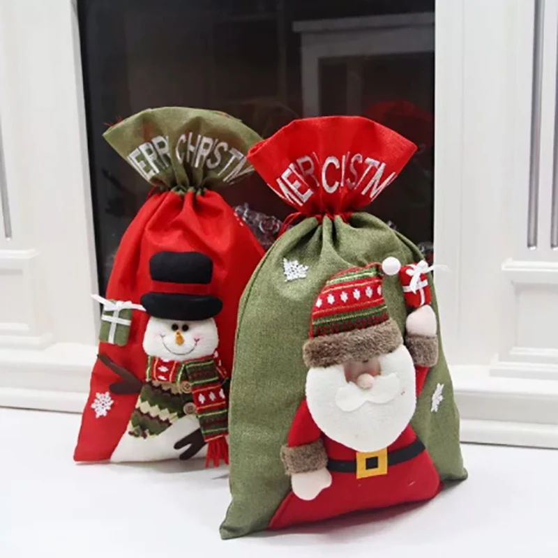 Navidad Gift Bag Christmas Decorations Large Three Dimensional Doll Linen Gift Bag Christmas Old Man Backpack Holiday - Image 5
