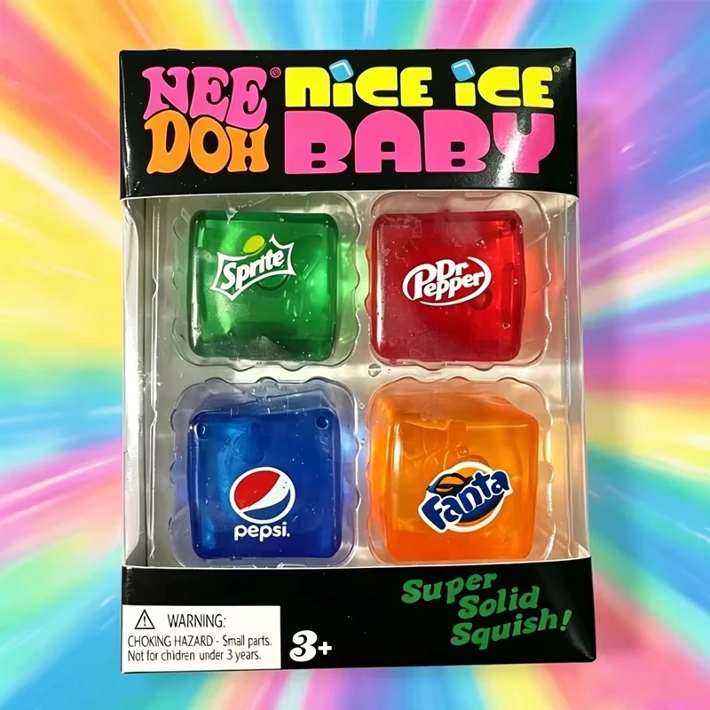 Needoh Nice Ice Cube Fidget Toys Slow Rebound Squishy Toys Stress Reliever Mini 4 Pack Set Anxiety Focus Sensory Cube Gifts New - Image 3