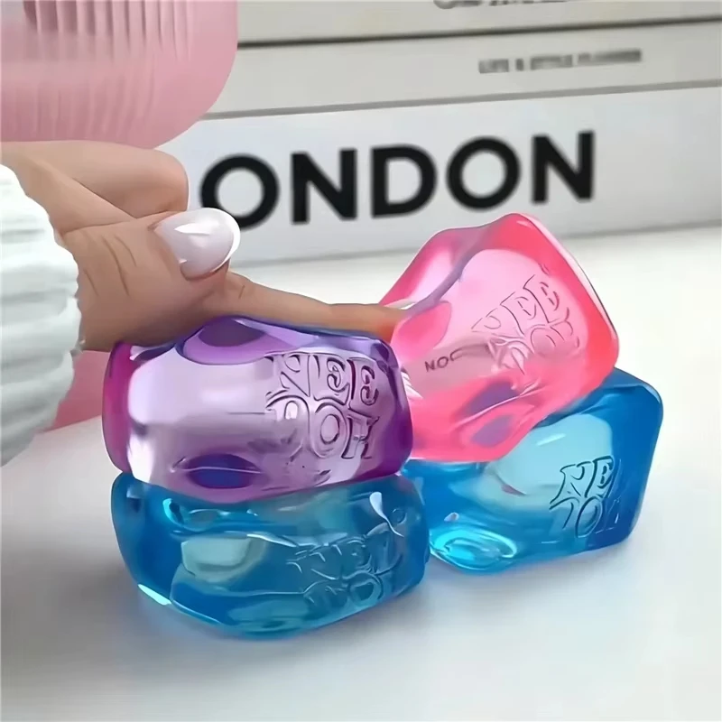 Needoh Nice Ice Cube Fidget Toys Slow Rebound Squishy Toys Stress Reliever Mini 4 Pack Set Anxiety Focus Sensory Cube Gifts New - Image 5