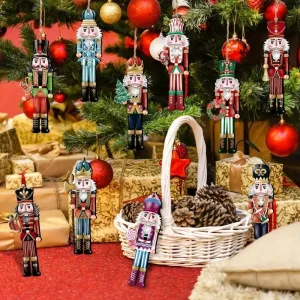 New-12PCS Nutcracker Wooden Decorative Set Christmas Gift Party Decoration And Home Decor