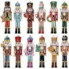 New 12pcs Christmas Nutcracker Soldier Wooden Pendant Xmas Tree Hanging Ornament Navidad Decoration for Home 2025 New Year Gift