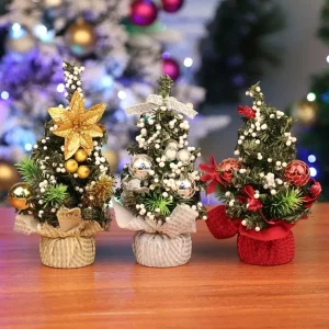 New 20cm Mini Christmas Tree Bow Accent Window Display Tabletop Christmas Tree Xmas Ornament Gift