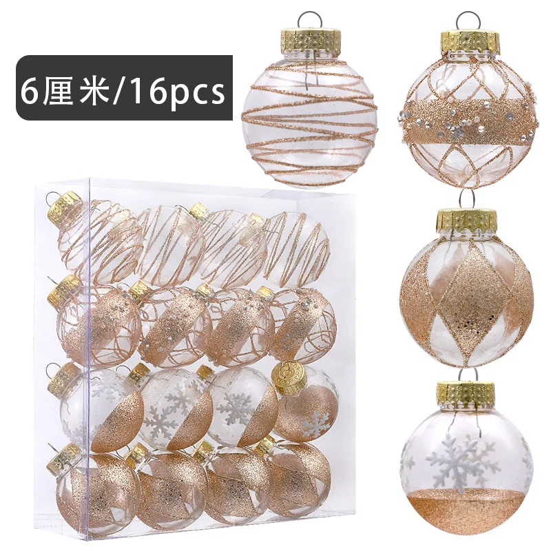 New Christmas Ball Transparent Ball Gold Plated Powder Pendant Pet Box 6cm7cm Hollow Round Plastic Christmas Tree Decoration - Image 5
