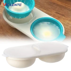 New Creative Egg Poacher Food Grade Pans Double Cup Egg Boiler Steam Microwave Oven Set Kitchen Cooking Tools kitchen tools