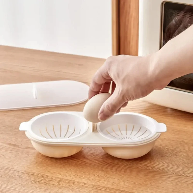 New Creative Egg Poacher Food Grade Pans Double Cup Egg Boiler Steam Microwave Oven Set Kitchen Cooking Tools kitchen tools - Image 3