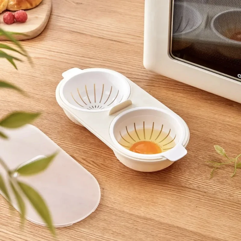 New Creative Egg Poacher Food Grade Pans Double Cup Egg Boiler Steam Microwave Oven Set Kitchen Cooking Tools kitchen tools - Image 4