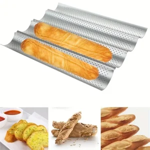 New Nonstick Baguette Baking Tray 2/4 Grooves Bakeware French Bread Baking Pan Waves Baking Tool Baguette Mold