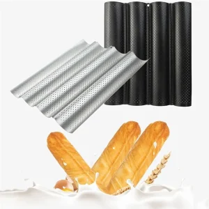 New Nonstick Baguette Baking Tray Waves 2/4 Grooves Baguette Mold French Bread Toast Bakeware French Bread Baking Pan