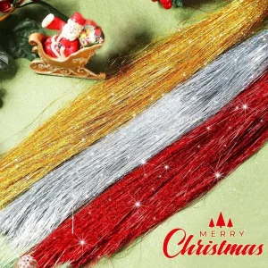 New Reusable Christmas Tree Metal Wire Silver Color Gold Color Tinsel Icicle Strands Dazzling Festivals Decor Tinsel Foil Fringe