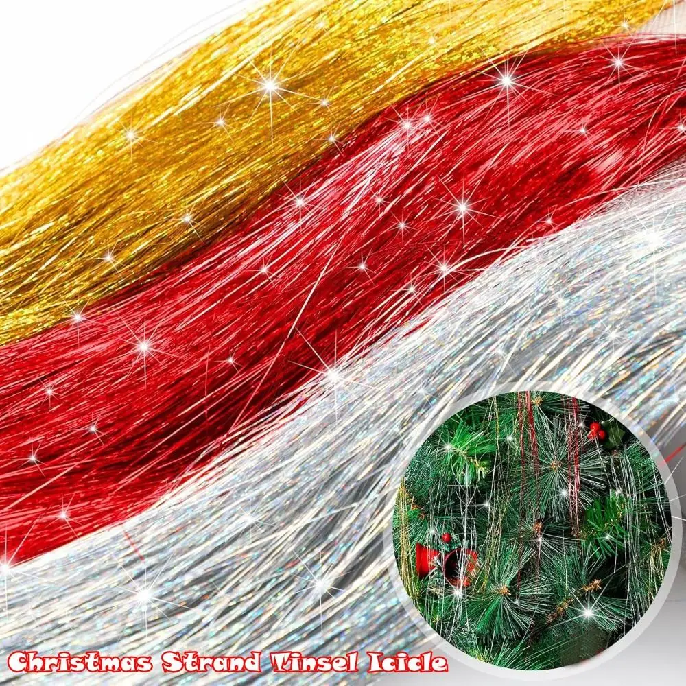 New Reusable Christmas Tree Metal Wire Silver Color Gold Color Tinsel Icicle Strands Dazzling Festivals Decor Tinsel Foil Fringe - Image 5