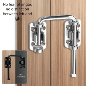 New Stainless Steel Door Latch Lock Thickened 90/180 Degree Gate Latch Non Perforated Safety Door Bolts Garage