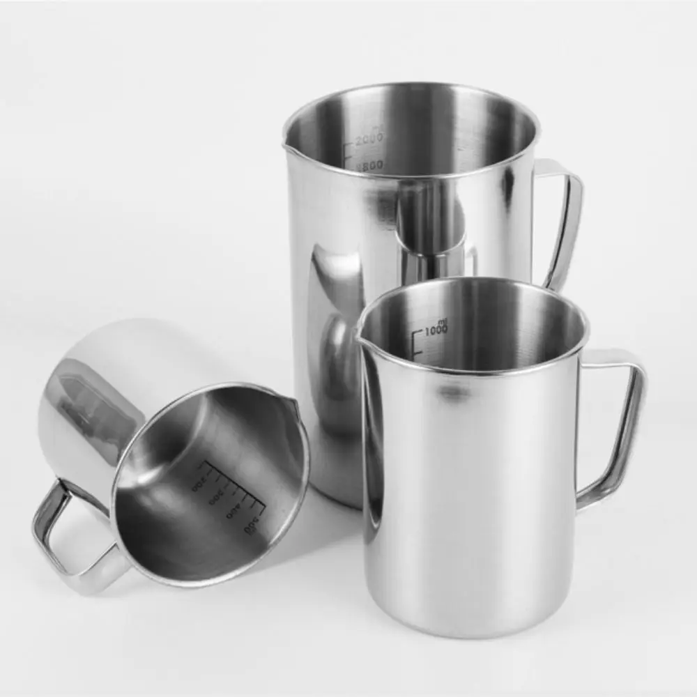 New Stainless Steel Laboratory Beaker Graduated Measuring Cups 500ml 1000ml 2000ml Espresso Mugs Baking Kitchen Tool