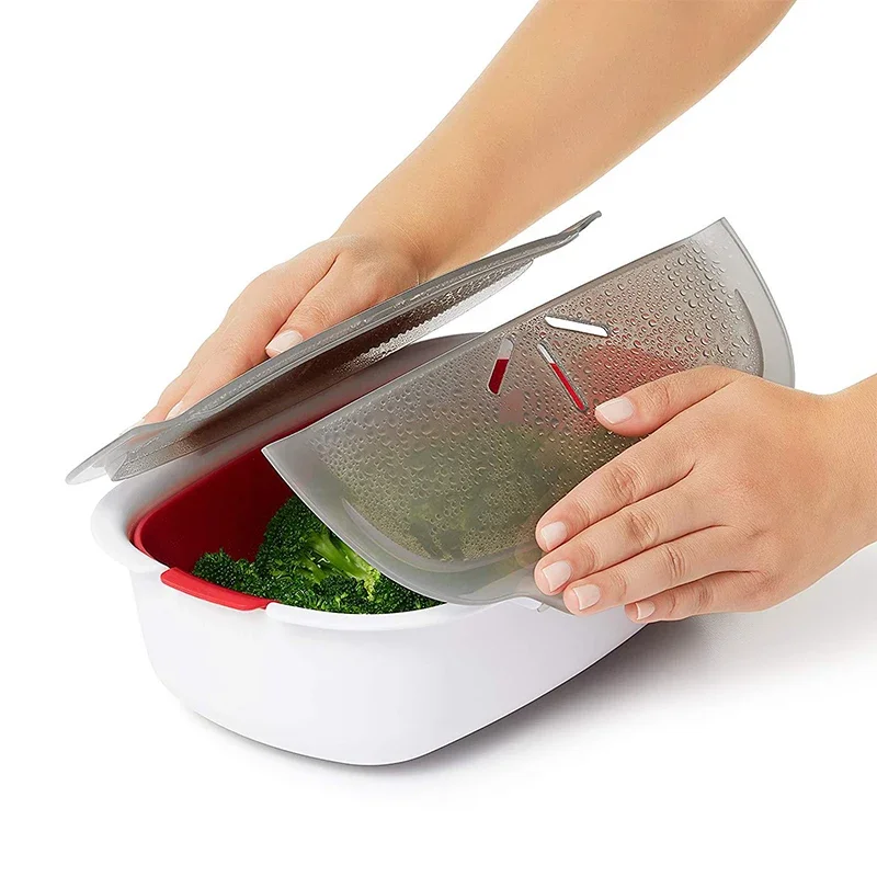 New Steam Case Plastic Steamer With Lid Microwave Oven Steamer For Steamed Bread Bun Dumpling Fish Kitchen Tools Cooking Tools - Image 3