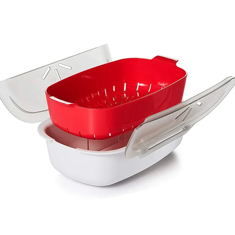 New Steam Case Plastic Steamer With Lid Microwave Oven Steamer For Steamed Bread Bun Dumpling Fish Kitchen Tools Cooking Tools - Image 4
