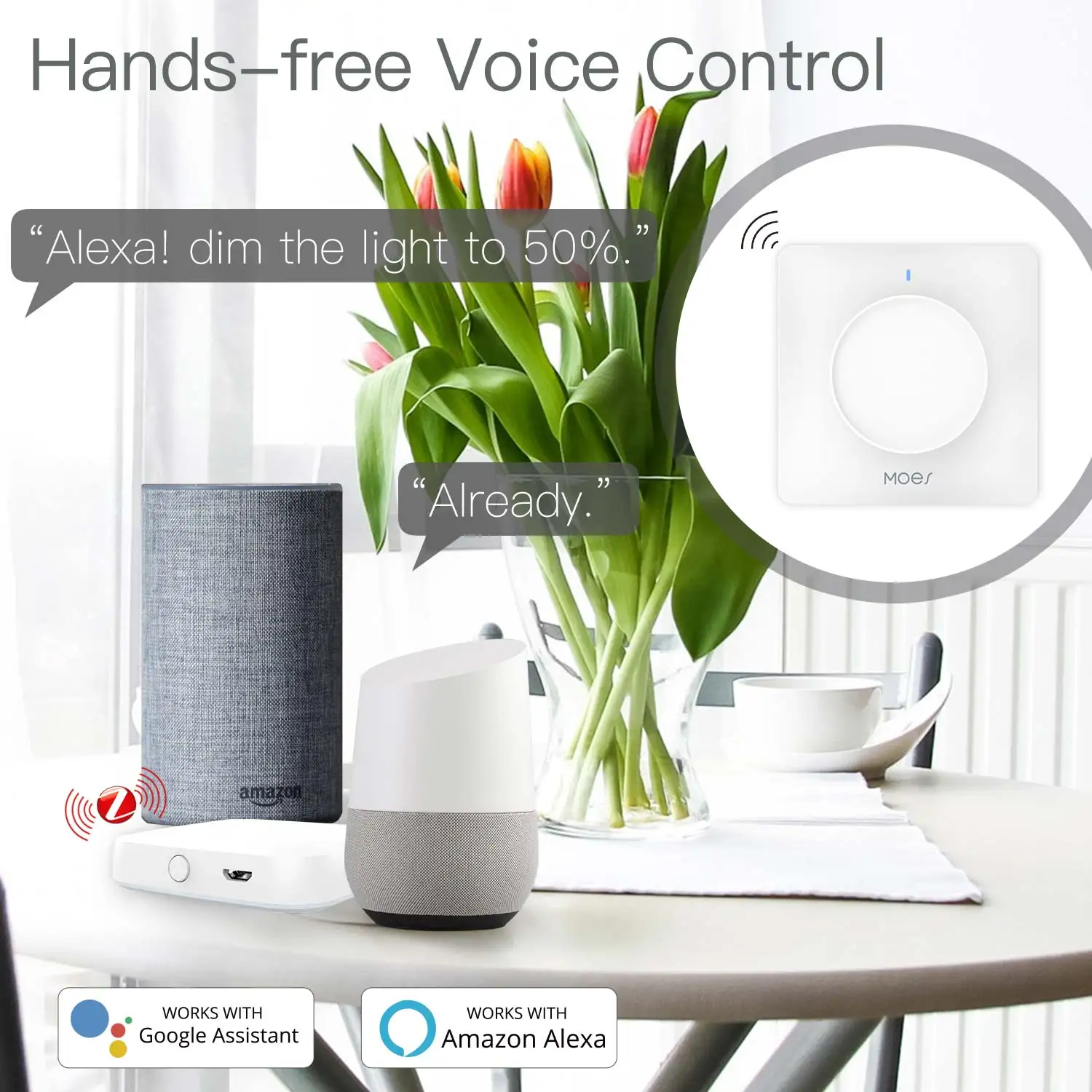 New ZigBee Smart Rotary/Touch Light Dimmer Switch Smart Life/Tuya APP Remote Control Works with Alexa Google Voice Assistants EU - Image 3
