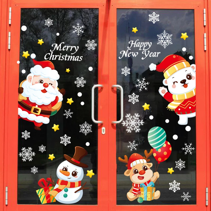 New year Merry Christmas Wall Window Stickers Santa Claus Window Clings Decal Christmas Decoration For Home - Image 2