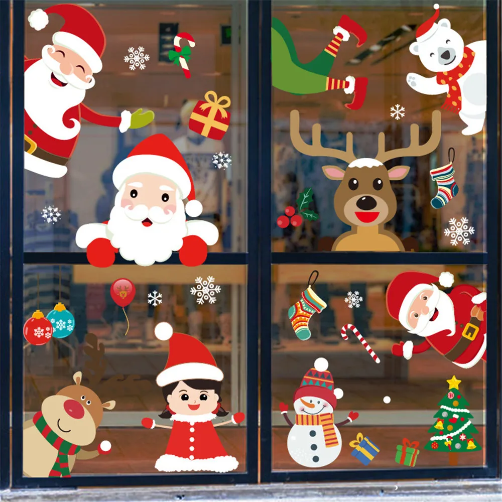 New year Merry Christmas Wall Window Stickers Santa Claus Window Clings Decal Christmas Decoration For Home - Image 4