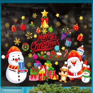 New year Merry Christmas Wall Window Stickers Santa Claus Window Clings Decal Christmas Decoration For Home