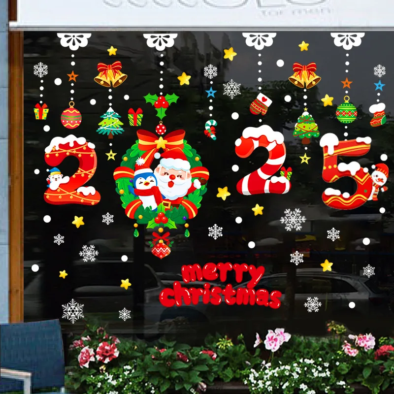 New year Merry Christmas Wall Window Stickers Santa Claus Window Clings Decal Christmas Decoration For Home - Image 6