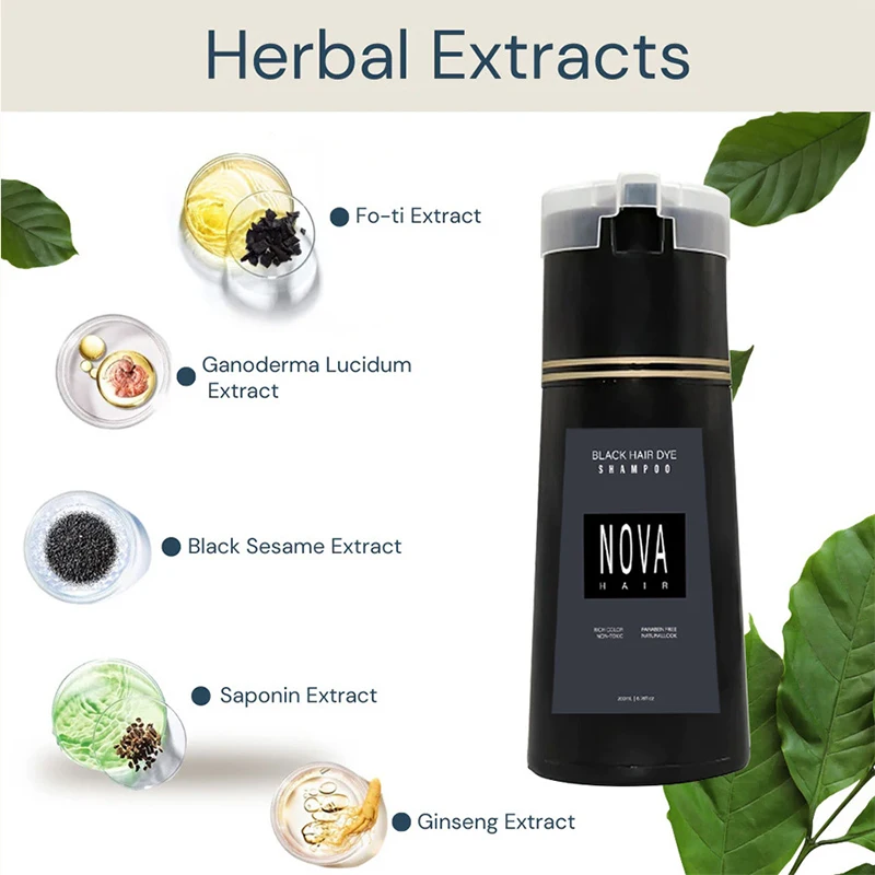 Nova Hair Dyeing Shampoo Hair Instant Dye 3-in-1 Shampoo Men Women Fluffy Oil Control Hair Care Products Nourish Hair Shampoo - Image 5