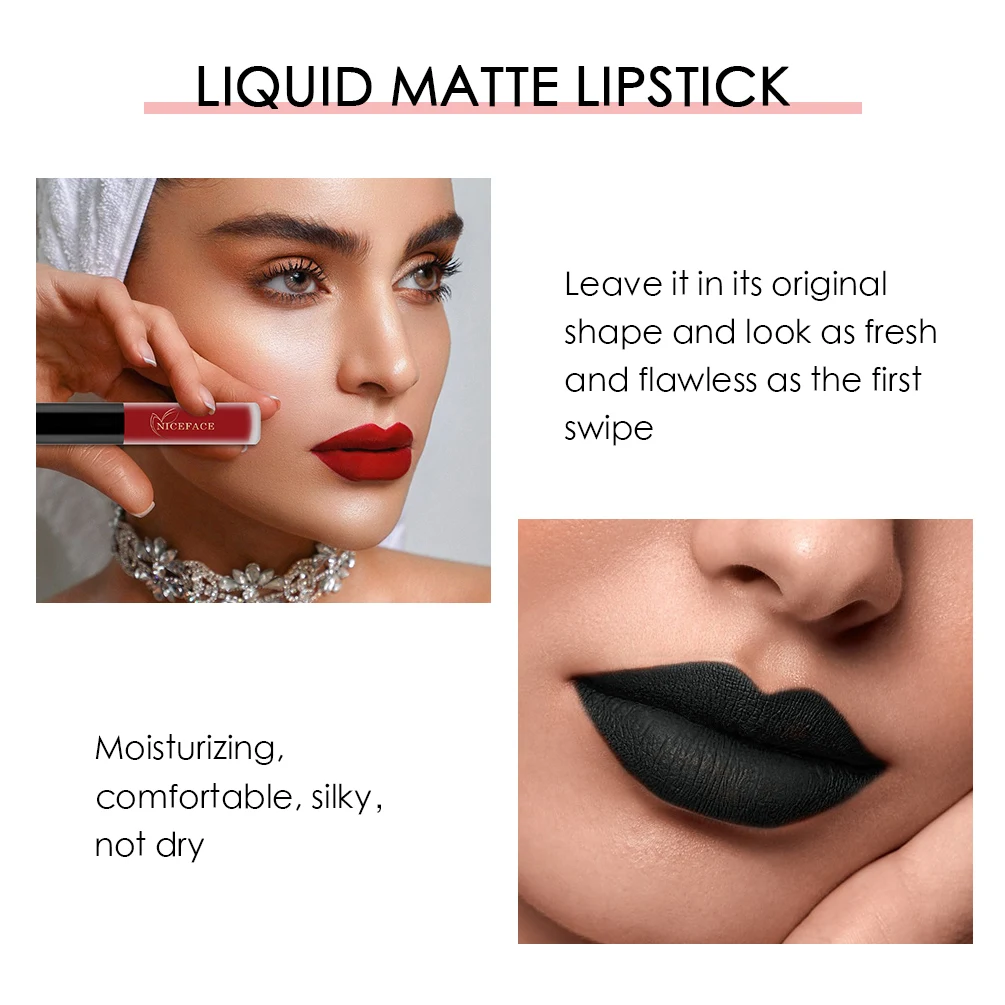 Nude Liquid Lipstick Ultra Matte Velvet Long Lasting Women Beauty Red Nonstick Cup Waterproof Purple Lip Gloss Lips Cosmetics - Image 6