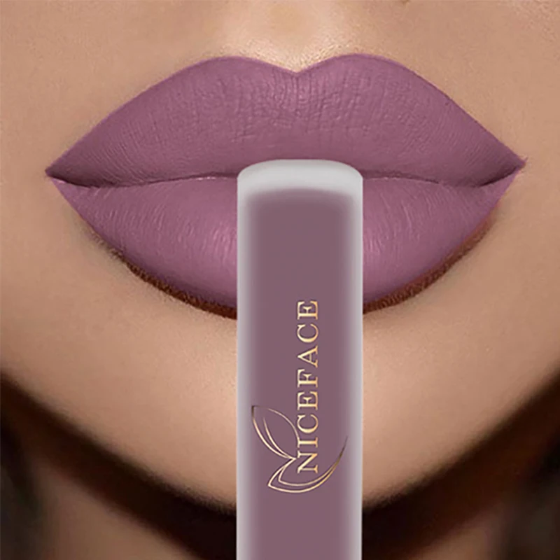 Nude Liquid Lipstick Ultra Matte Velvet Long Lasting Women Beauty Red Nonstick Cup Waterproof Purple Lip Gloss Lips Cosmetics - Image 3