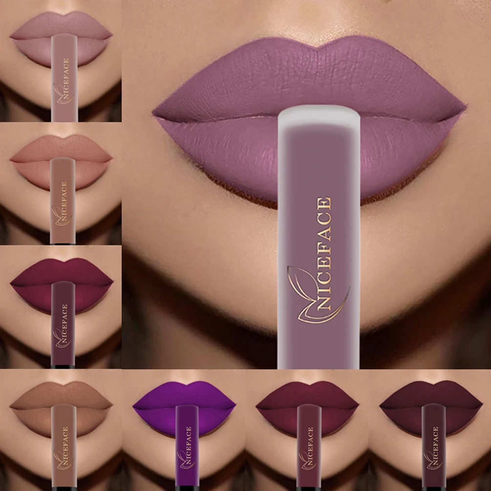 Nude Liquid Lipstick Ultra Matte Velvet Long Lasting Women Beauty Red Nonstick Cup Waterproof Purple Lip Gloss Lips Cosmetics