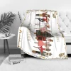 Nutcracker Ballet Christmas Fleece Blanket, White with Gold Holly Design, Character Collection for Elegant Holiday Decor