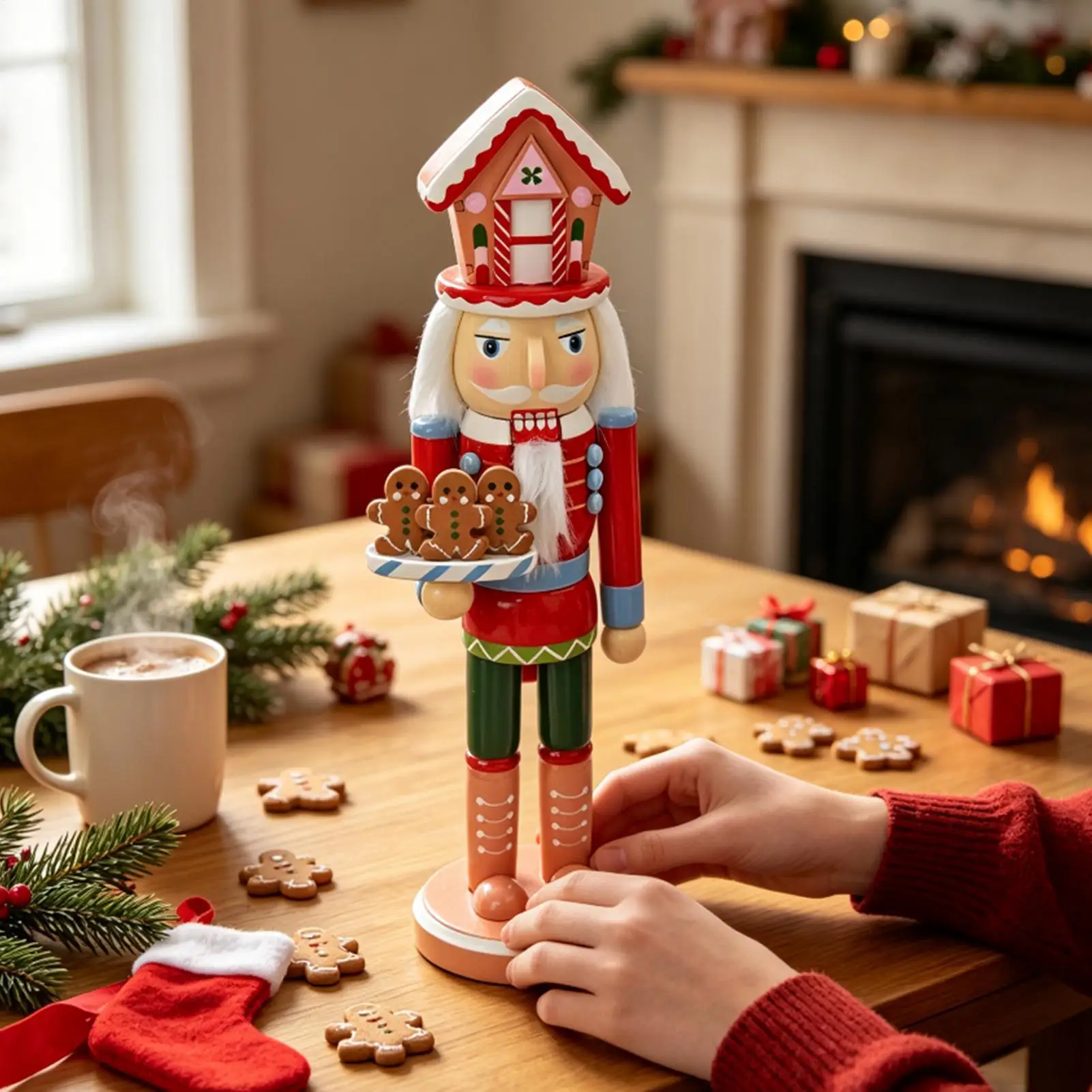 Nutcracker Christmas Decor 38cm Wooden Table Centerpiece Figure Nutcracker Christmas Decorations For Fireplace Birthday Party - Image 4