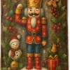 Nutcracker Christmas Decorative Blanket, Soldier Snowman Gingerbread Print Throw Decoration, Soft Flannel Winter Blankets for