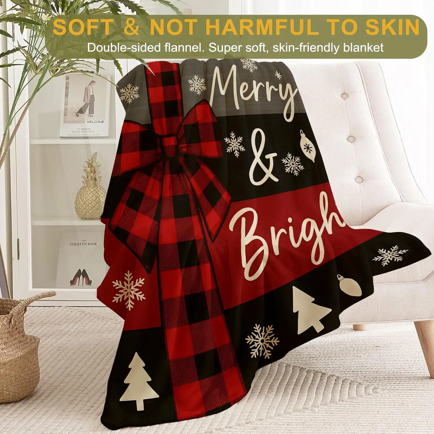 Nutcracker Christmas Decorative Blanket, Soldier Snowman Gingerbread Print Throw Decoration, Soft Flannel Winter Blankets for - Image 6