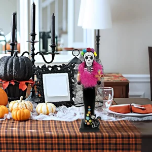 Nutcracker Decoration Day Of The Dead 14 Inch Nutcracker Desk Decor With Cat Wooden Desk Ornament For Display Mantel Home