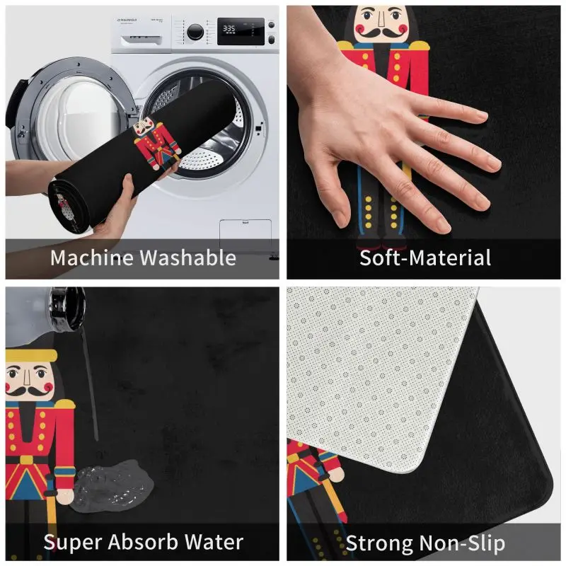 Nutcracker Doll Floor Door Kitchen Bath Mats Anti-Slip Indoor Christmas Soldier Toy Doormat Garage Entrance Rug Carpet Footpad - Image 4