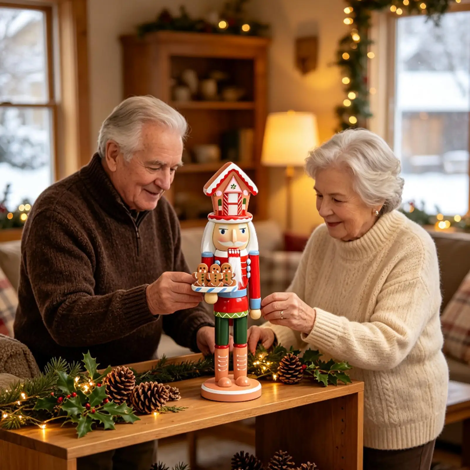 Nutcracker Christmas Decor 38cm Wooden Table Centerpiece Figure Nutcracker Christmas Decorations For Fireplace Birthday Party - Image 2