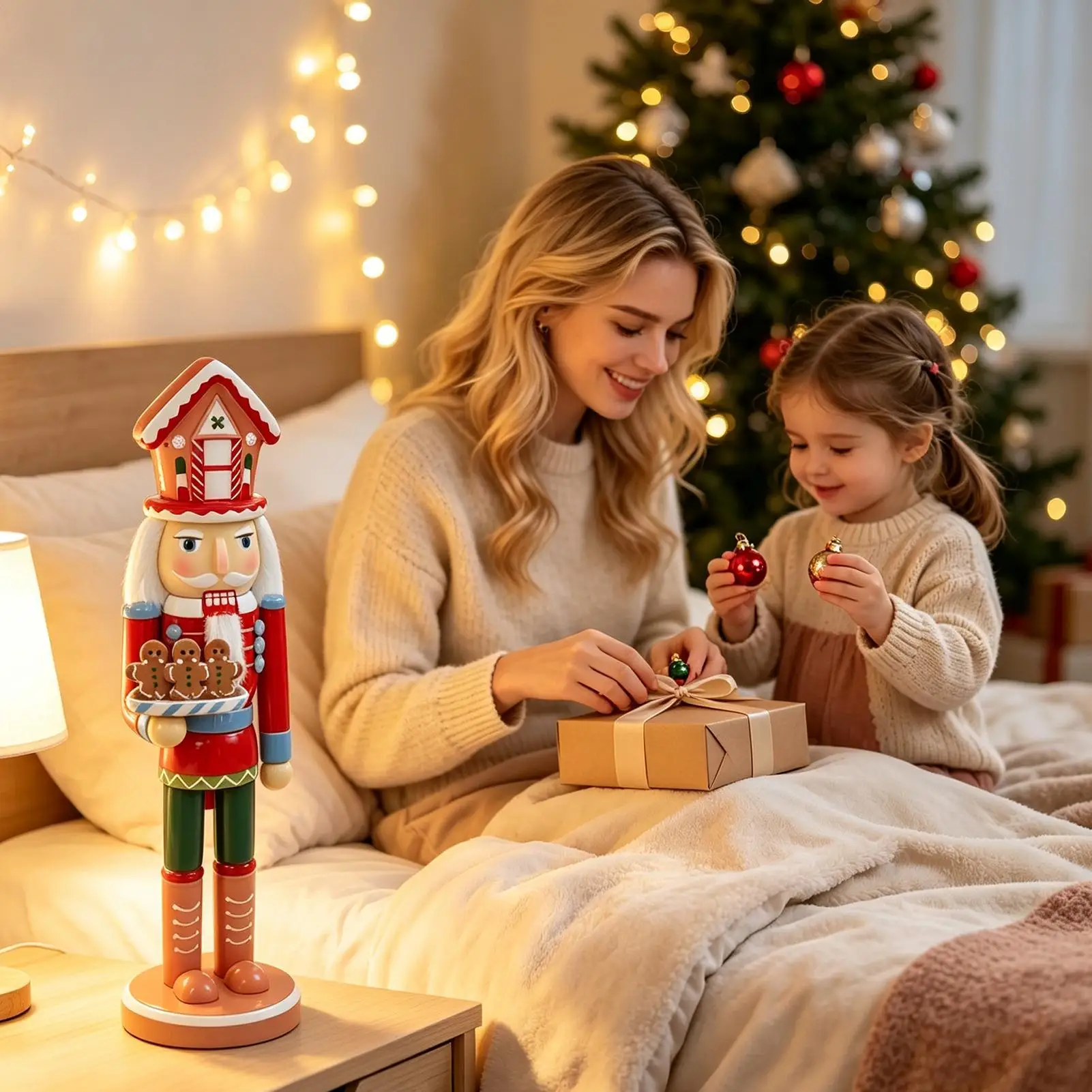 Nutcrackers Figures 38cm Wooden Table Centerpiece Figure Nutcracker Christmas Decorations For Fireplace Birthday Party Home - Image 3