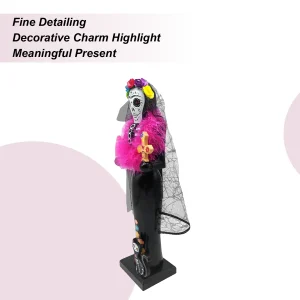 Nutcrackers Figures Day Of The Dead 14 Inch Nutcracker Figurine With Cat Wooden Figurine For Halloween Holiday Display Shelf