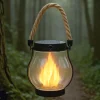 Outdoor Solar Lanterns Waterproof Lamp Solar Lantern Flickering Flame USB Charging Halloween Decoration for Haunted House Garden
