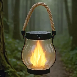 Outdoor Solar Lanterns Waterproof Lamp Solar Lantern Flickering Flame USB Charging Halloween Decoration for Haunted House Garden
