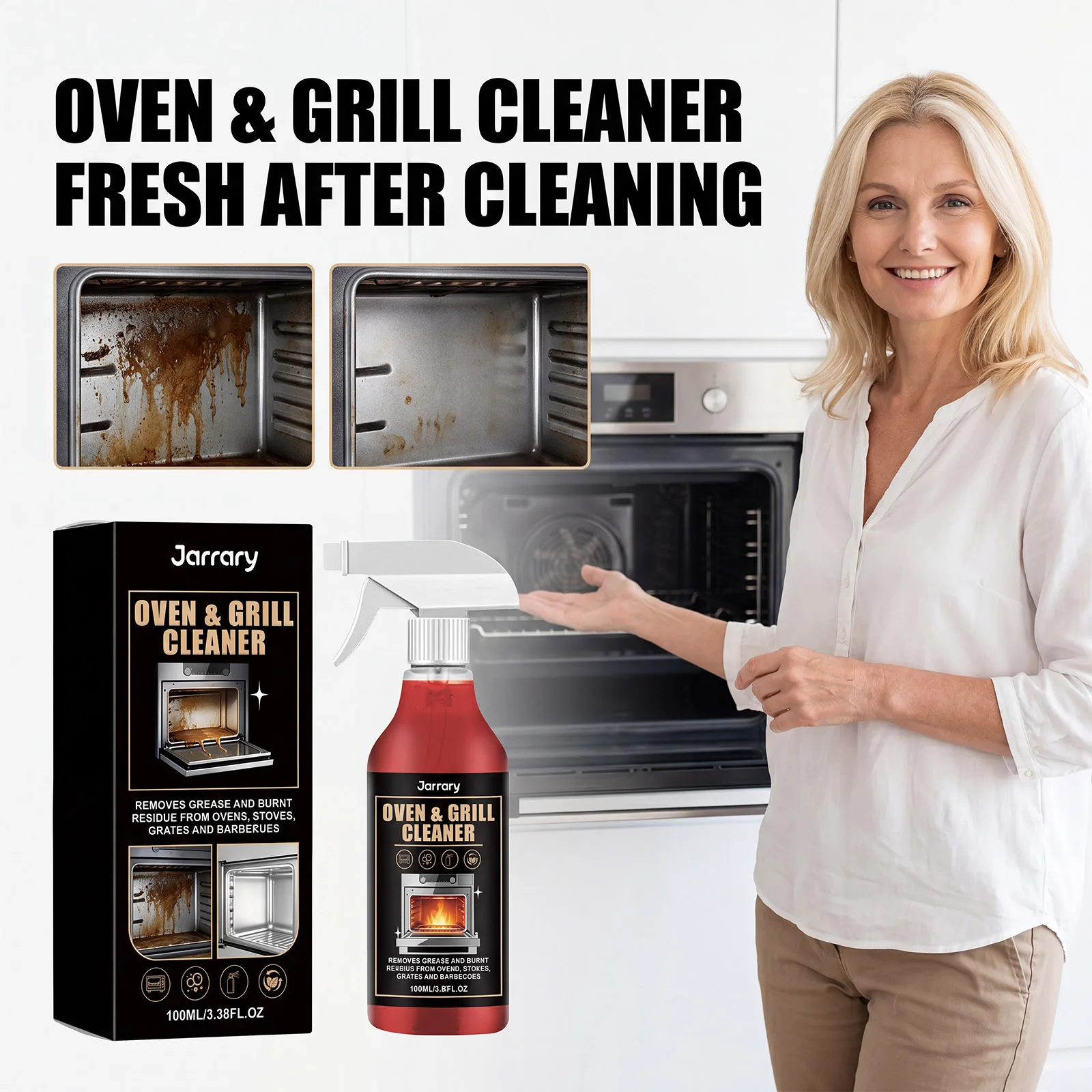 Oven Grill Degreaser Spray Heavy Duty Carbon Grease Remover Powerful Foam Cleaner BBQ Household Kitchen Appliance Care