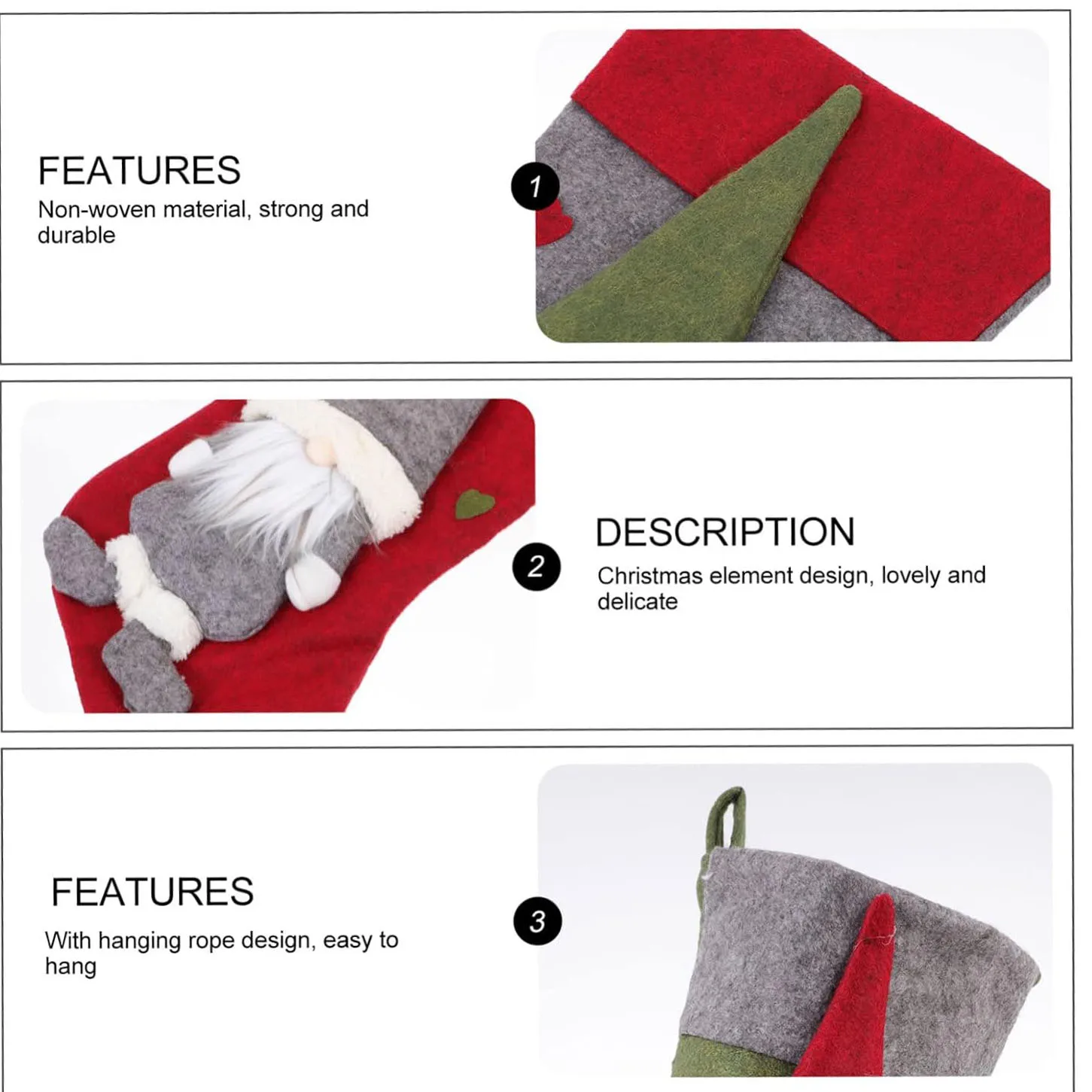 Oversize Christmas Stockings Kids Gift Bag With Gnomes Old Man Hanging Decor for Holiday Party Celebrations Xmas Tree Decoration - Image 5