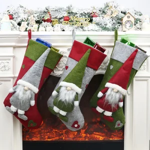Oversize Christmas Stockings Kids Gift Bag With Gnomes Old Man Hanging Decor for Holiday Party Celebrations Xmas Tree Decoration