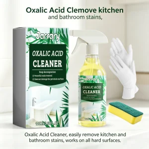 Oxalic Acid Cleaner 100ml Bathroom & Kitchen Stain Remover with Sponge & Gloves for Toilet, Tile & Grout Deep Cleaning Spray