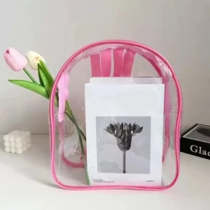 PVC Children Backpack Zipper Closure Snack Storage Transparent Backpack Double Shoulder Design Toy Storage