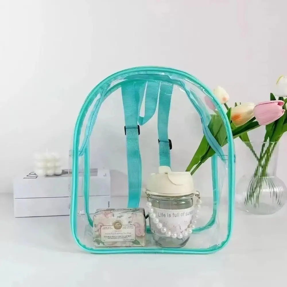 PVC Children Backpack Zipper Closure Snack Storage Transparent Backpack Double Shoulder Design Toy Storage Storage Gift Bag - Image 5