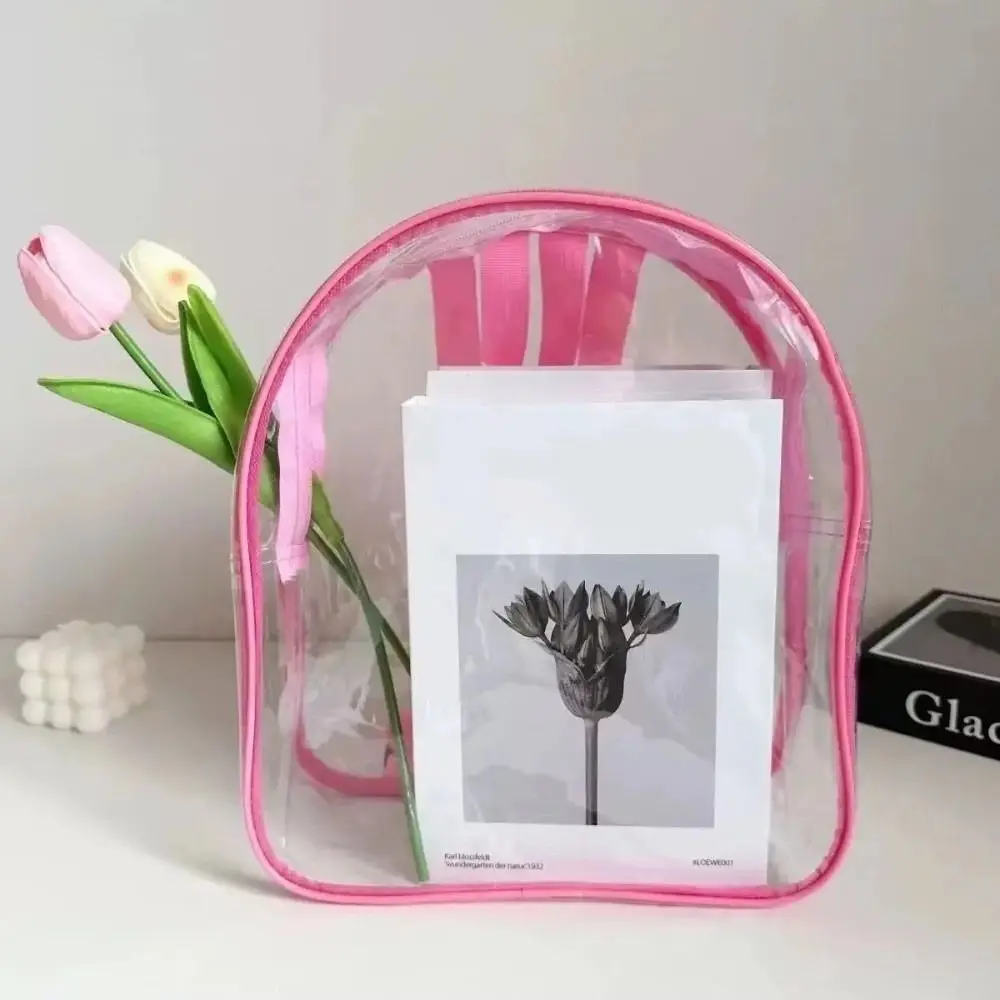 PVC Children Backpack Zipper Closure Snack Storage Transparent Backpack Double Shoulder Design Toy Storage