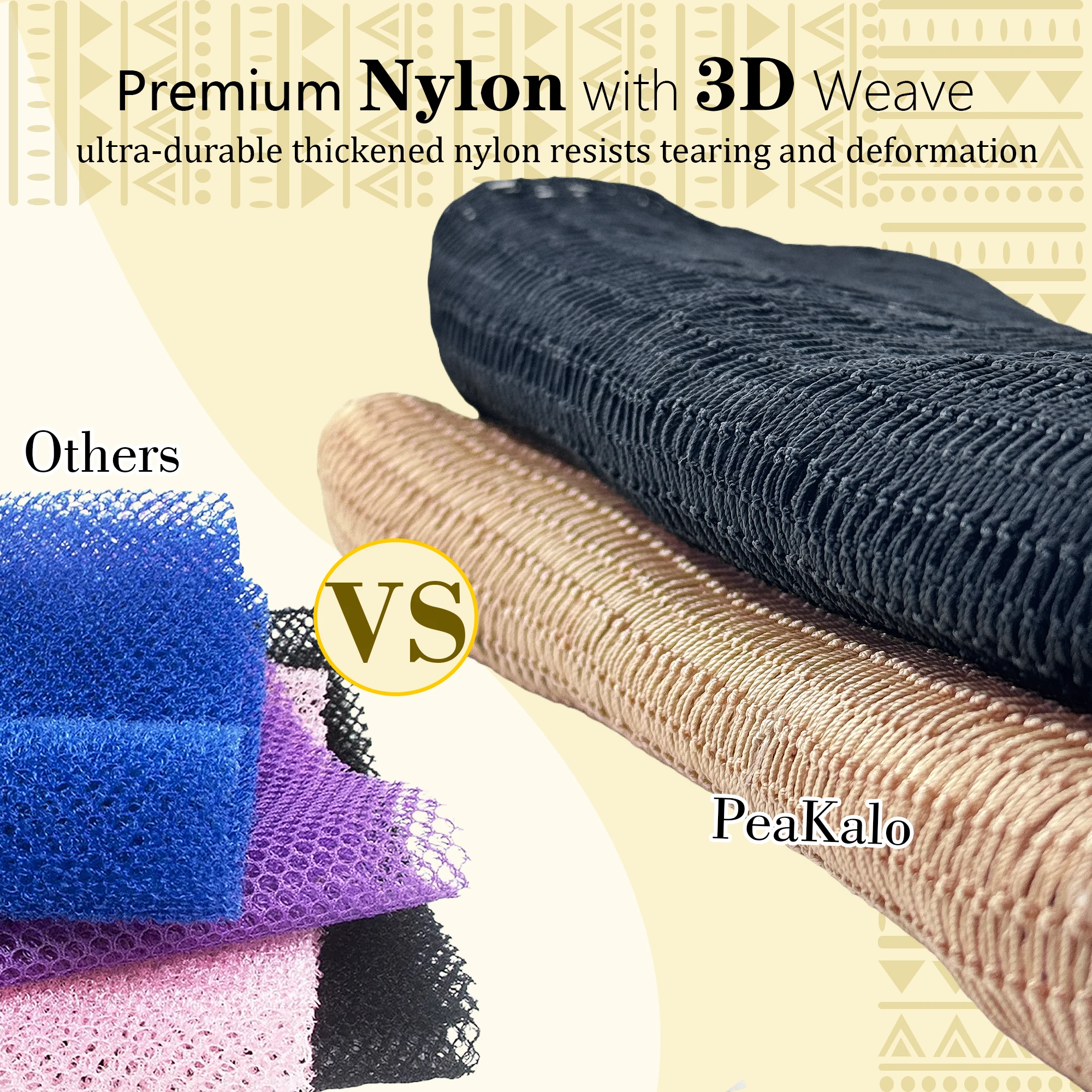 PeaKalo Authentic African Net Sponge-2Pcs Exfoliating Bath Shower Loofah Sponge, Gentle Back Scrubber for All Skin Types,Durable - Image 2
