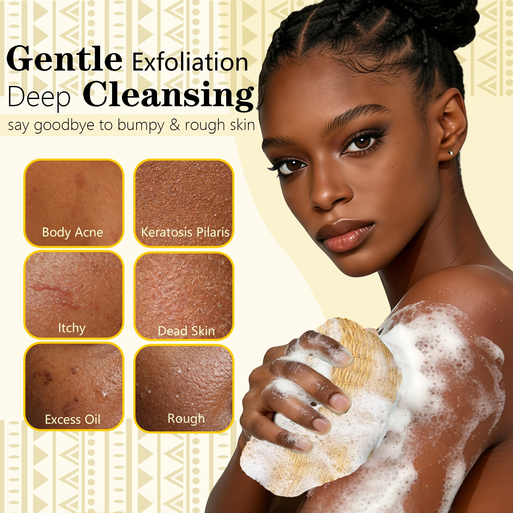 PeaKalo Authentic African Net Sponge-2Pcs Exfoliating Bath Shower Loofah Sponge, Gentle Back Scrubber for All Skin Types,Durable - Image 3